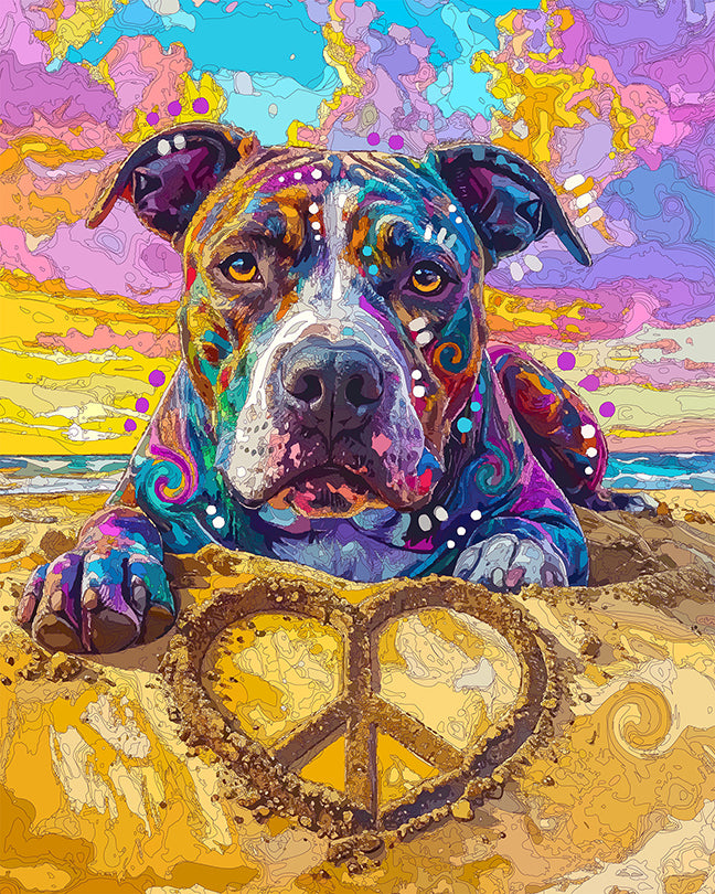 The Peace Love Sand Pittie Mini Print (Ltd. Edition) (061826)