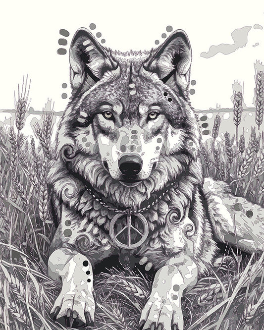 The Peaceful Wheatfield Wolf Mini Print (Ltd. Edition) (012626)