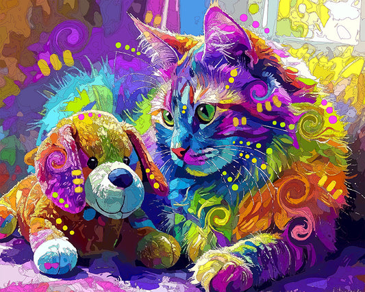 The Perplexed Dog Toy Cat Mini Print (Ltd. Edition) (051426)