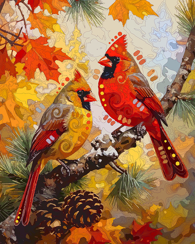 The Pine Cone Cardinals Mini Print (Ltd. Edition) (102725)