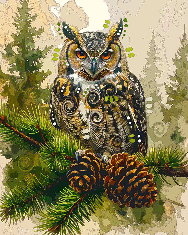 The Pine Top Owl Mini Print (Ltd. Edition) (080326)