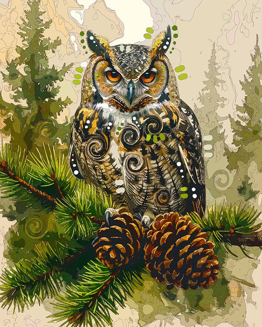 The Pine Top Owl Mini Print (Ltd. Edition) (080326)