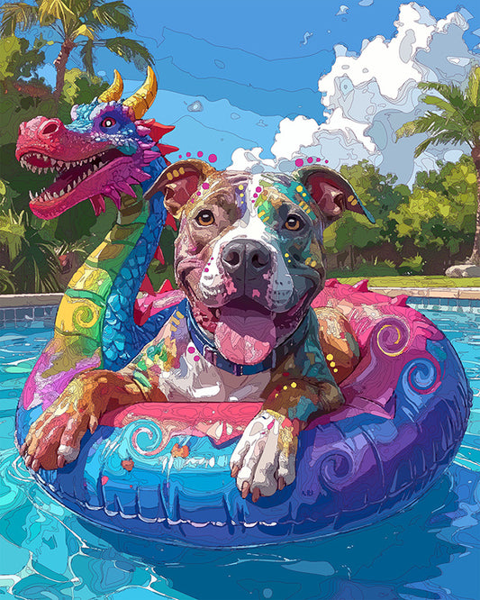 The Pittie And The Dragon Float Mini Print (Ltd. Edition) (021226)