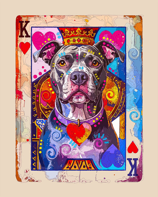 The Pittie King Of Hearts Mini Print (Ltd. Edition) (091625)