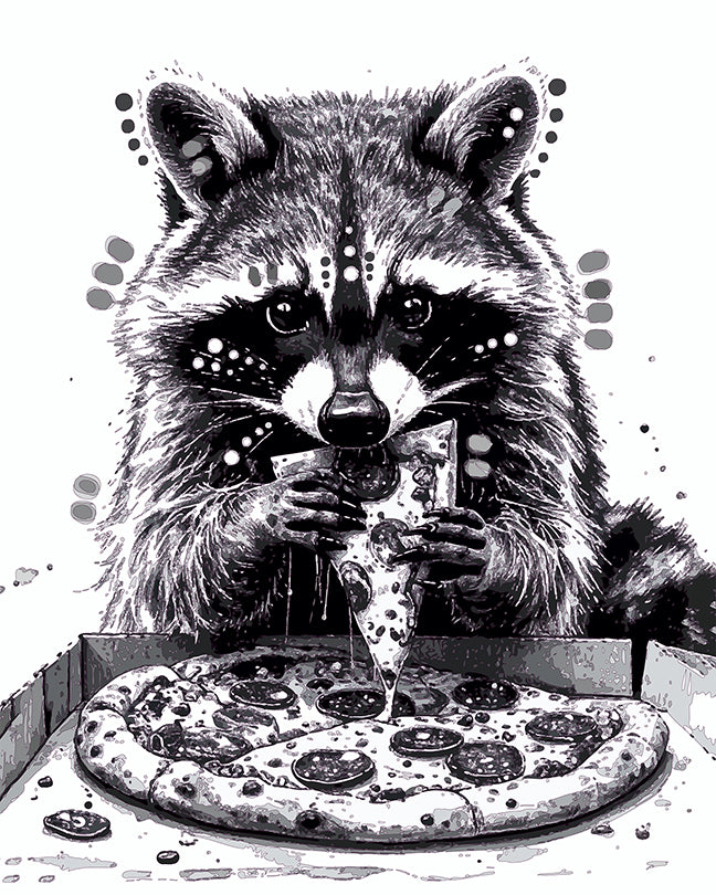 The Pizza Raccoon Mini Print (Ltd. Edition) (080625)
