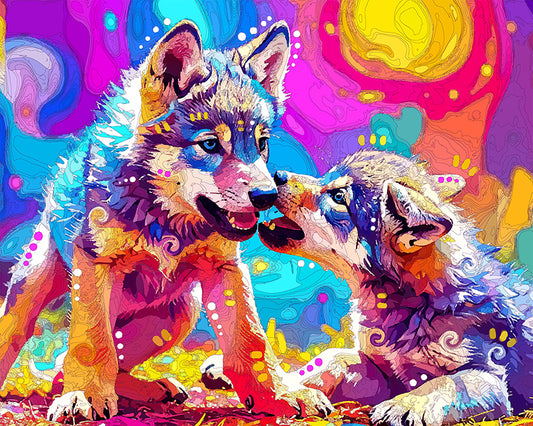 The Playful Little Wolves Mini Print (Ltd. Edition) (072925)