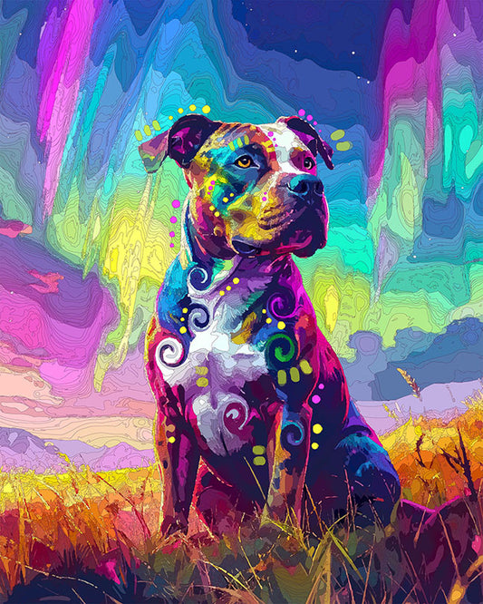 The Posing Northern Lights Pittie Mini Print (Ltd. Edition) (111225)