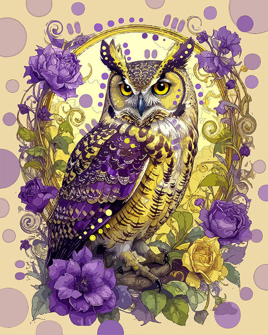The Purple Perch Owl Mini Print (Ltd. Edition) (021126)