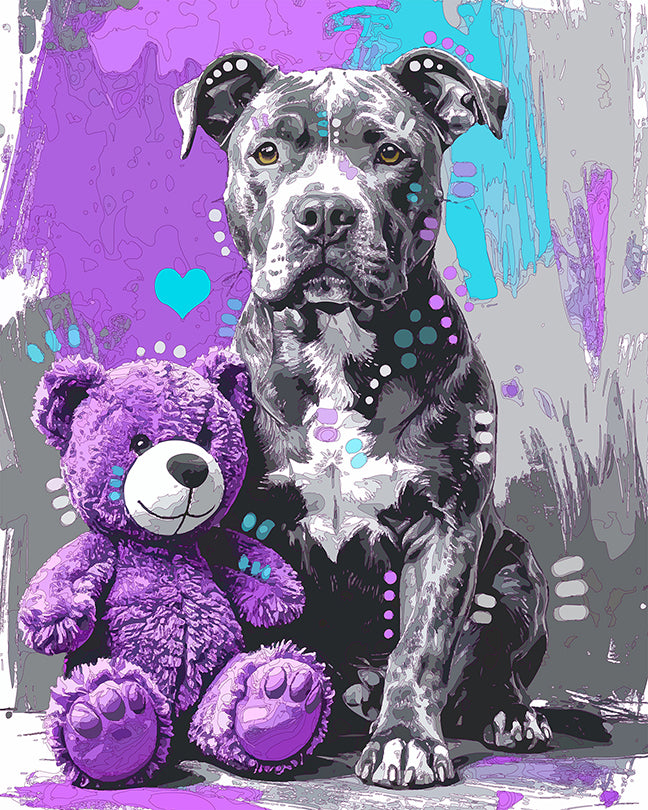 The Purple Toy Bear Pittie Mini Print (Ltd. Edition) (092325)