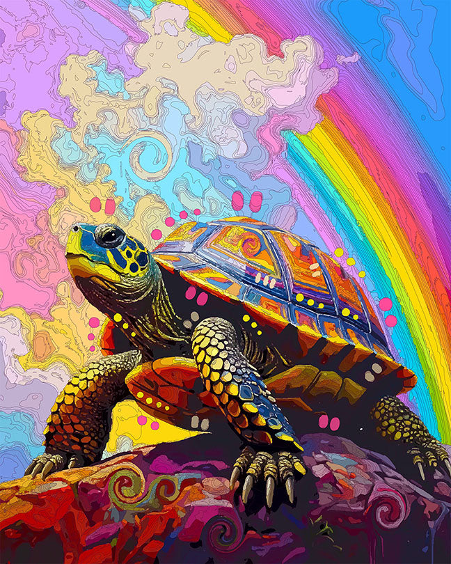 The Rainbow Rock Box Turtle Mini Print (Ltd. Edition) (040326)