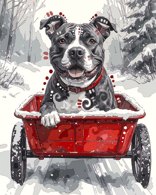 The Red Wagon Snow Pittie Mini Print (Ltd. Edition) (012826)