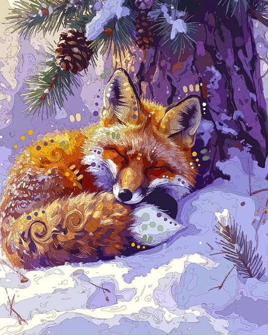 The Resting Pine Cone Fox Mini Print (Ltd. Edition) (121725)