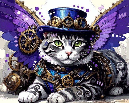 The Resting Steampunk Angel Tabby Mini Print (Ltd. Edition) (060526)