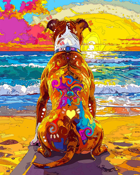 The Return Of The Rainbow Sunset Pittie Mini Print (Ltd. Edition) (072425)
