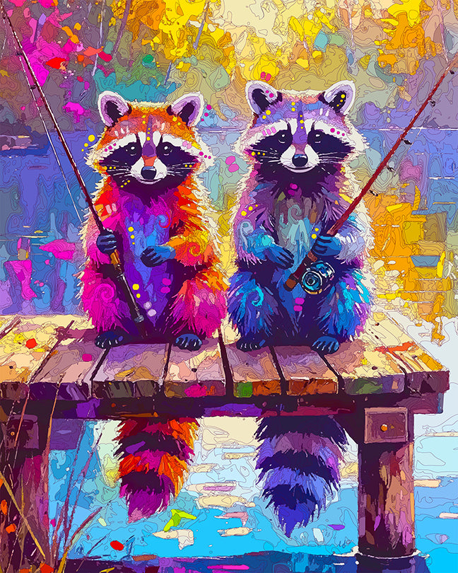 The Rod And Reel Raccoons Mini Print (Ltd. Edition) (081125)