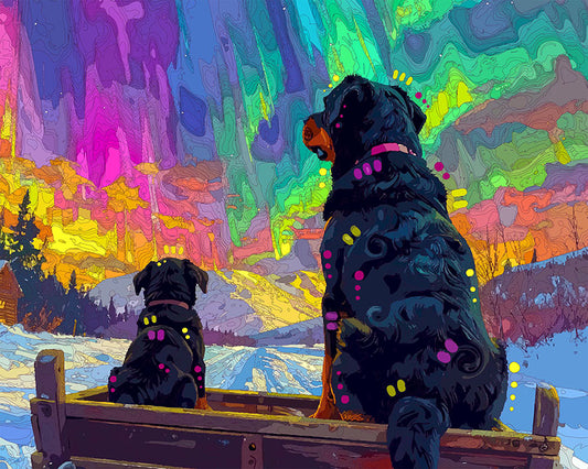 The Rottie Wagon Northern Lights Mini Print (Ltd. Edition) (040826)
