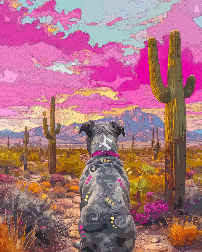 The Saguaro View Pittie Mini Print (Ltd. Edition) (073026)