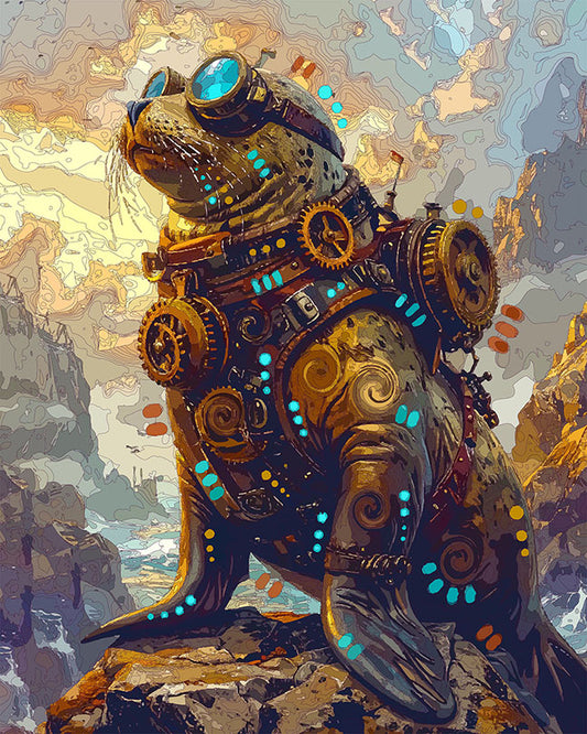 The Sea Rescue Steampunk Seal Mini Print (Ltd. Edition) (040626)