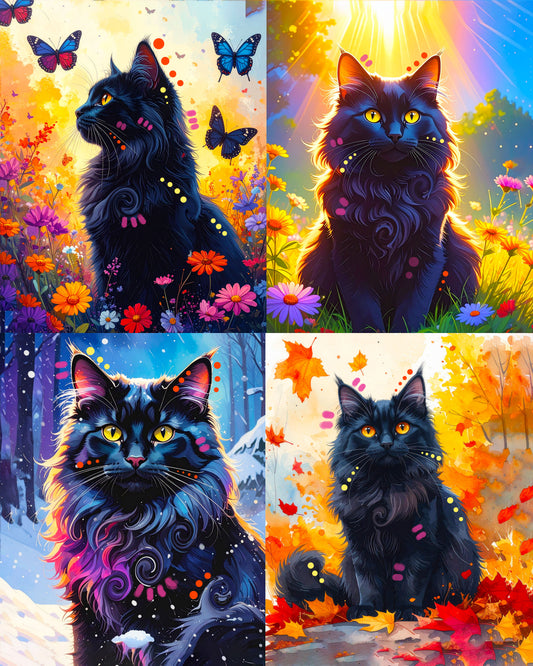 The Seasons Of The Black Longhair Mini Print (Ltd. Edition) (013026)
