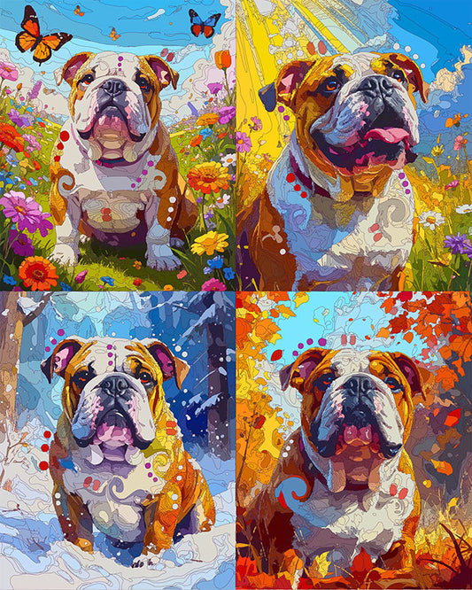The Seasons Of The English Bulldog Mini Print (Ltd. Edition) (021626)