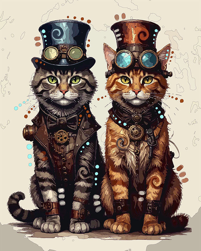 The Serious Steampunk Cats Mini Print (Ltd. Edition) (022726)