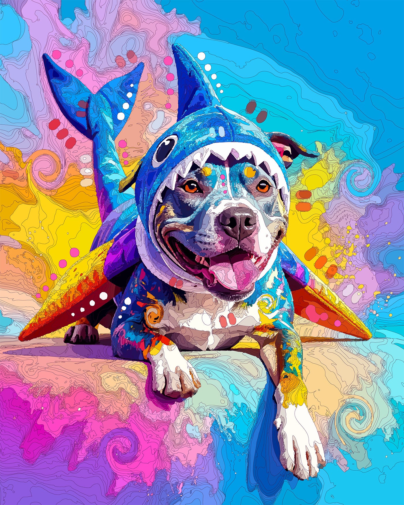 The Shark Costume Pittie Mini Print (Ltd. Edition) (090925)