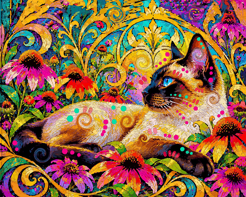 The Siamese Coneflower Cat Mini Print (Ltd. Edition) (100126)