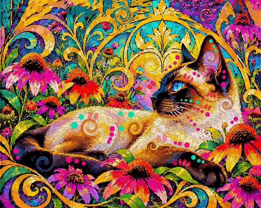 The Siamese Coneflower Cat Mini Print (Ltd. Edition) (100126)