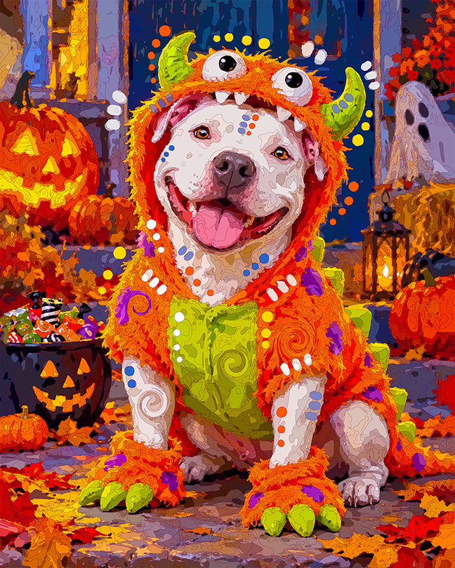 The Silly White Halloween Pittie Mini Print (Ltd. Edition) (100826)