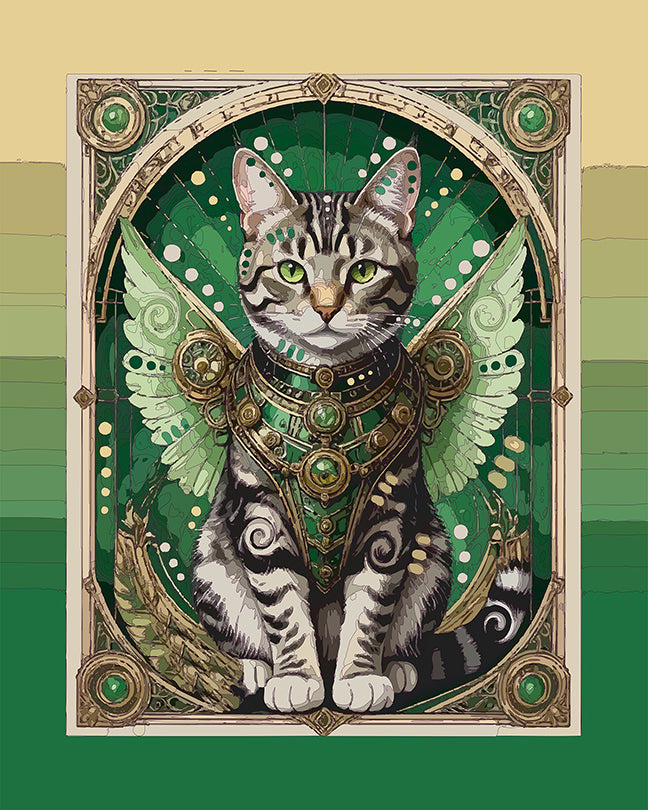 The Sitting Pretty Steampunk Deco Cat Mini Print (Ltd. Edition) (052626)