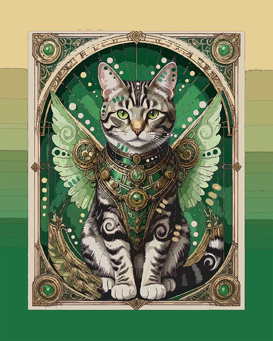 The Sitting Pretty Steampunk Deco Cat Mini Print (Ltd. Edition) (052626)