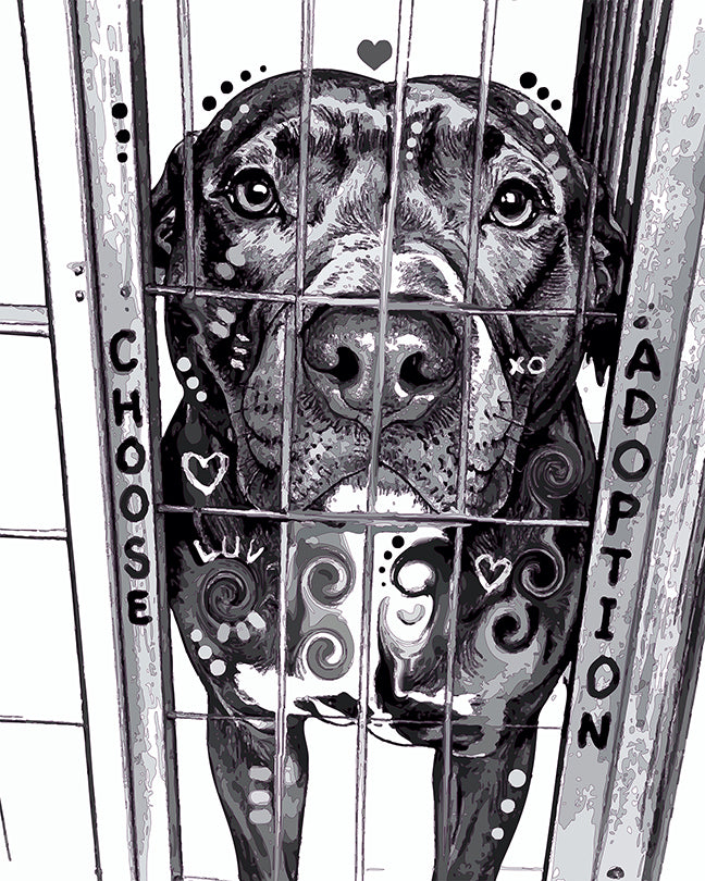 The Sketchy Love Lock Up Pittie Mini Print (Ltd. Edition) (110725)