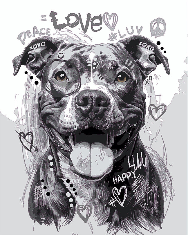 The Sketchy Peace Love Pittie Mini Print (Ltd. Edition) (091125)