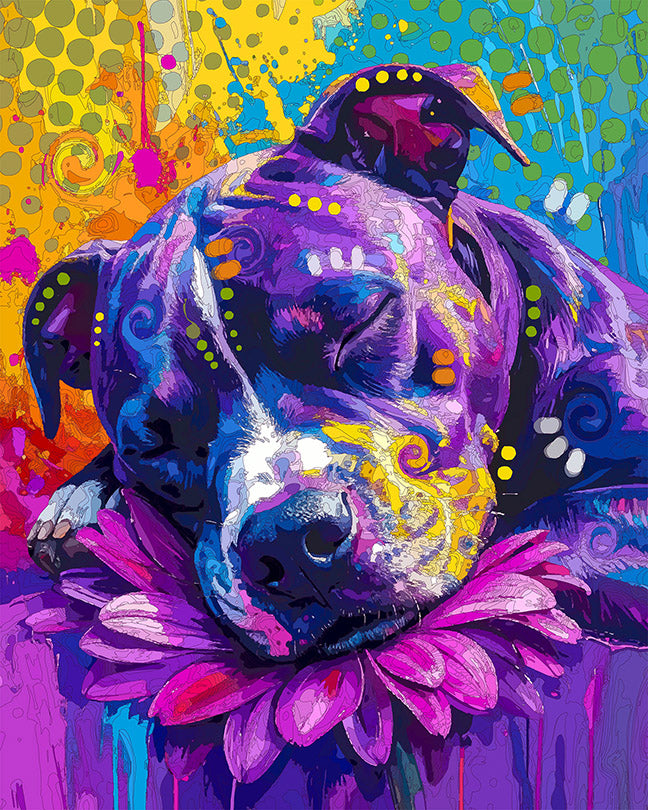 The Sleepy Flower Pillow Pittie Mini Print (Ltd. Edition) (080726)