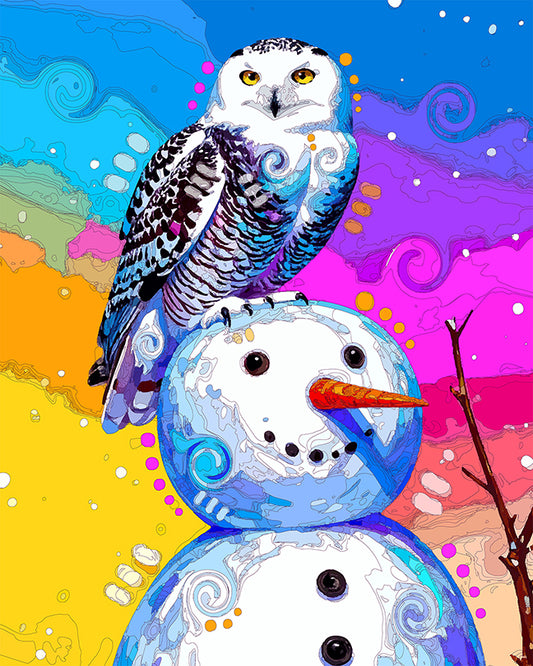 The Snowy Owl Snowman Mini Print (Ltd. Edition) (091025)