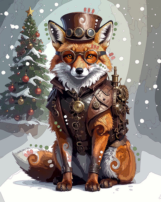 The Snowy Steampunk Christmas Fox Mini Print (Ltd. Edition) (112525)