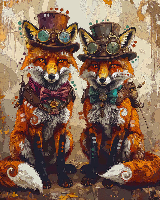 The Sophistication Steampunk Foxes Mini Print (Ltd. Edition) (021226)