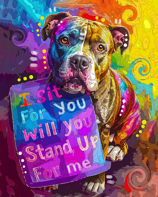 The Stand Up Sitting Pittie Mini Print (Ltd. Edition) (051526)