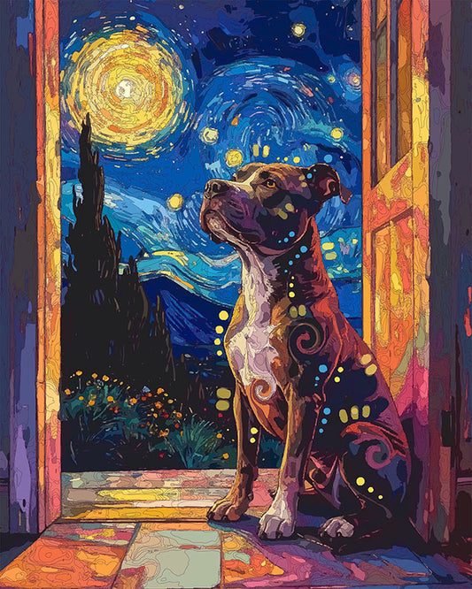 The Starry Backdoor Pittie Mini Print (Ltd. Edition) (020926)