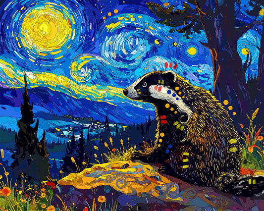 The Starry Badger Mini Print (Ltd. Edition) (040326)
