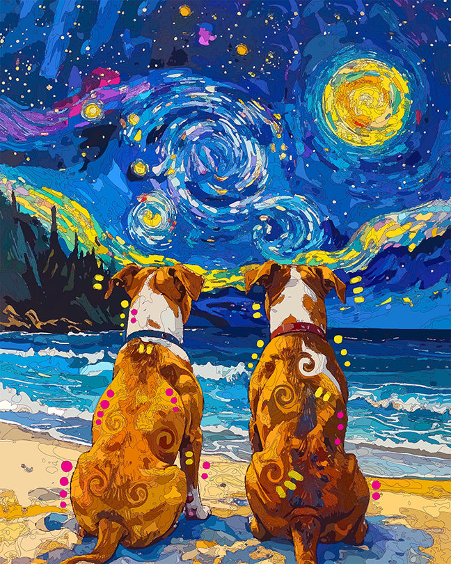 The Starry Beach Watch Pitties Mini Print (Ltd. Edition) (062926)