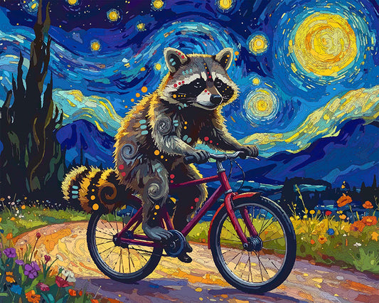 The Starry Bike Raccoon Mini Print (Ltd. Edition) (042826)