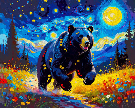 The Starry Black Bear Dasher Mini Print (Ltd. Edition) (033026)