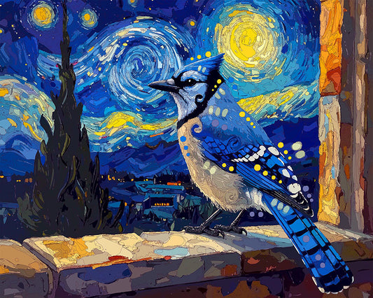 The Starry Blue Jay Mini Print (Ltd. Edition) (040826)