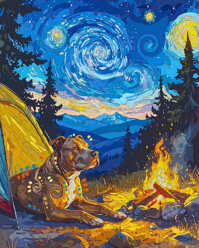 The Starry Campsite Pittie Mini Print (Ltd. Edition) (071626)
