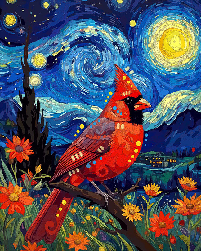 The Starry Cardinal Mini Print (Ltd. Edition) (022326)