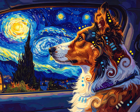 The Starry Collie Ride Mini Print (Ltd. Edition) (022426)
