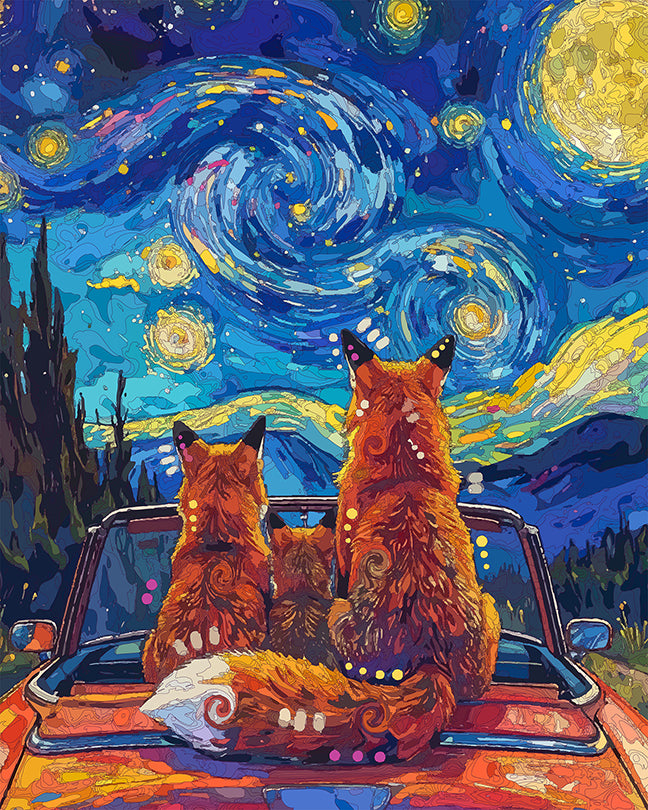 The Starry Convertible Foxes Mini Print (Ltd. Edition) (060326)
