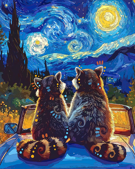 The Starry Convertible Raccoons Mini Print (Ltd. Edition) (052826)