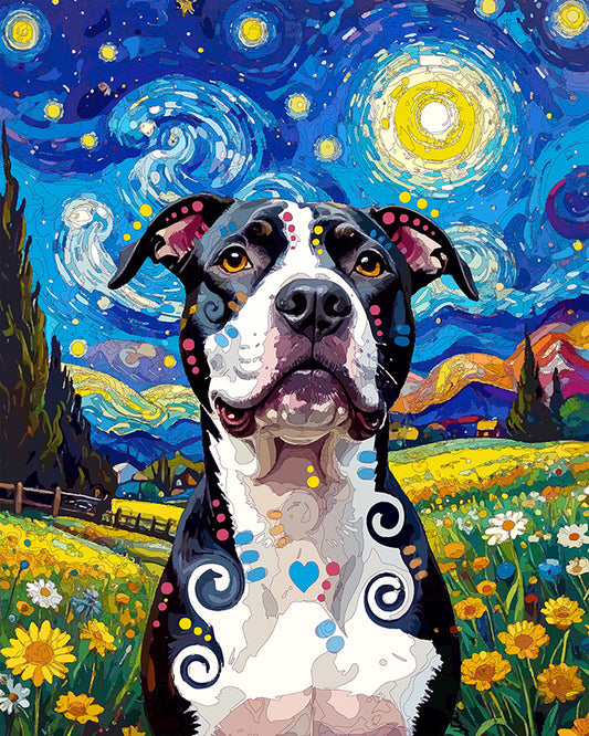 The Starry Daisy Field Pittie Mini Print (Ltd. Edition) (110625)